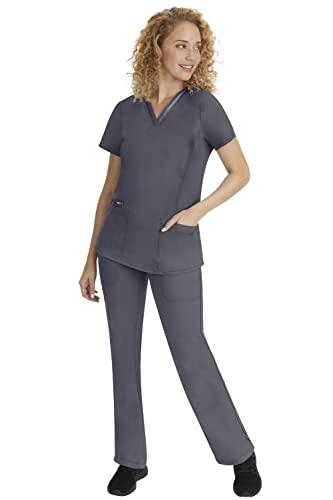Healing Hands Purple Label Scrub Top for Women with 3 Pockets XL Pewter