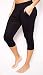 Evelyn Rose Foldover Waist Jogger Sweatpant Capri with Pockets (Black, Medium)