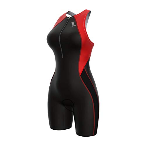 Sparx Women's Core Triathlon Suit Tri Race Suit W/Internal Support Bra Cycle Swim Run (Red, 2XL)