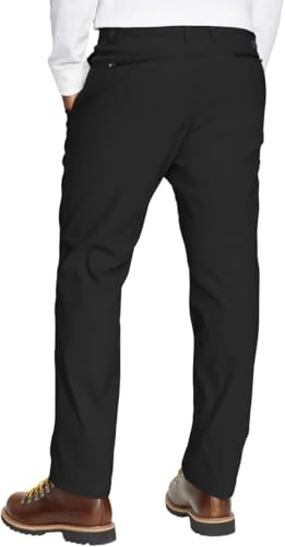 Eddie Bauer Men’s Fleece Lined Pants – Water Resistant, Lightweight Stretch Fabric, Zipper Pockets (Black, 36Wx30L)