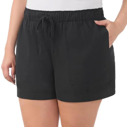 Hilary Radley Womens Lightweight Pull-on Tencel Short (US, Alpha, Large, Regular, Regular, Black)