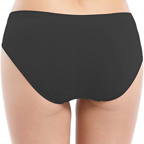 Areke Womens Hipster Panties Seamless Underwear, Soft Stretch Nylon Athletic Cheekini Bikini Briefs (S, 5-Pack Black)