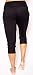 Evelyn Rose Foldover Waist Jogger Sweatpant Capri with Pockets (Black, Medium)