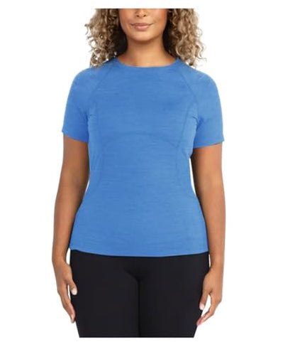 Spyder Active Women's Short Sleeve Active Tee Shirt (US, Alpha, X-Small, Regular, Regular, Blue Heather)