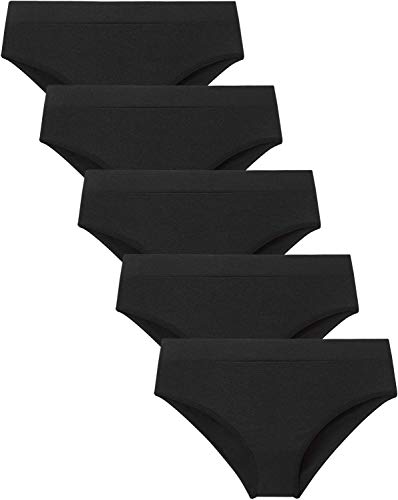Areke Womens Hipster Panties Seamless Underwear, Soft Stretch Nylon Athletic Cheekini Bikini Briefs (S, 5-Pack Black)