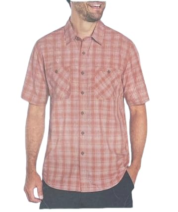 Orvis Men's Short Sleeve Woven Shirts, Casual Button Down Collared Orange, Small