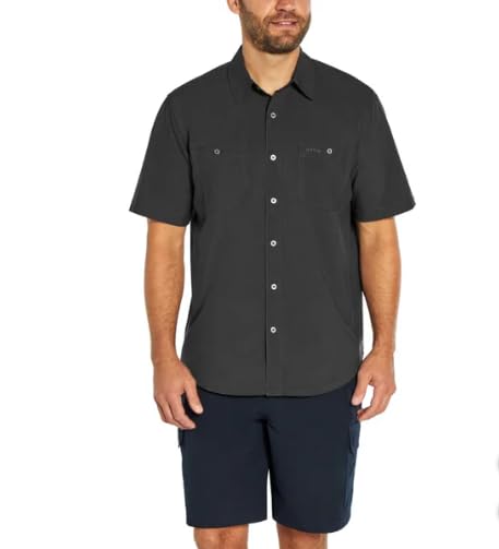 Orvis Mens Short Sleeve Shirts Casual  with Chest Pockets - Black, M