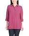 Hilary Radley Women's Roll Tab Sleeve Blouse, Button Down, Long Sleeve, Crinkle Top with Chest Pockets (US, Alpha, Small, Regular, Regular, Dark Pink)
