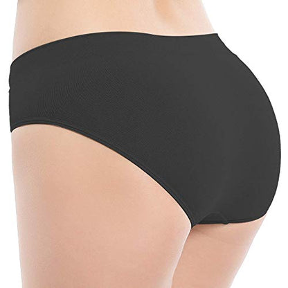 Areke Womens Hipster Panties Seamless Underwear, Soft Stretch Nylon Athletic Cheekini Bikini Briefs (S, 5-Pack Black)
