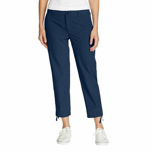 Eddie Bauer Capri Pants for Women with Side Zipprer Cargo Pocket - Women's Hiking Pants with Belt Loop - Ripstop Capri (Blue, 10)