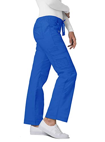 Adar Active Classic Scrub Set for Women - Crossover Top and Multi Pocket Pants - 3500 - Royal Blue - S