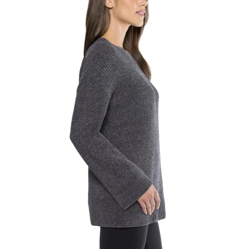 Matty M Ladies' Chenille Tunic Sweater, Crewneck, Ribbed Cuffs and Hem, Wide Sleeves, Multiple Colors (US, Alpha, XX-Large, Plus, Regular, Gray)