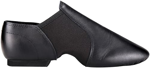 Linodes Leather Jazz Shoe Slip-on for Women Men Dance Shoes Black 8.5M