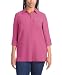 Hilary Radley Women's Roll Tab Sleeve Blouse, Button Down, Long Sleeve, Crinkle Top with Chest Pockets (US, Alpha, Small, Regular, Regular, Dark Pink)