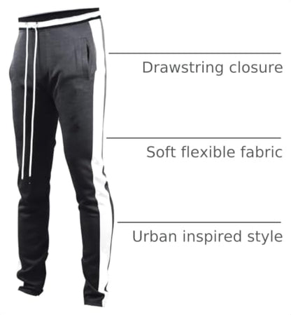 SCREENSHOT Men's Athletic Fitness Slim Fit Workout Track Pants Basic S41700-Mard Black-2XLarge