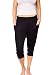 Evelyn Rose Foldover Waist Jogger Sweatpant Capri with Pockets (Black, Medium)