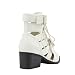 Women's Open Toe Lace Up Ankle Booties Cutout Buckled Straps Block Chunky Heel Shoe Boots (10, White Pu)