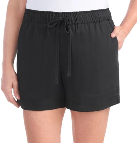 Hilary Radley Womens Lightweight Pull-on Tencel Short (US, Alpha, Large, Regular, Regular, Black)