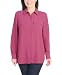 Hilary Radley Women's Roll Tab Sleeve Blouse, Button Down, Long Sleeve, Crinkle Top with Chest Pockets (US, Alpha, Small, Regular, Regular, Dark Pink)