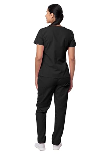 Sivvan Scrubs for Women - Mock Wrap & Cargo Pants Scrub Set - S8401 - Caribbean Blue - M