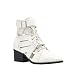 Women's Open Toe Lace Up Ankle Booties Cutout Buckled Straps Block Chunky Heel Shoe Boots (10, White Pu)
