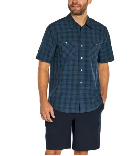 Orvis Mens Short Sleeve Shirts Casual  Woven Shirt  with Chest Pockets Blue, M