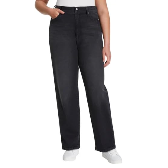Gloria Vanderbilt Women’s Straight Leg Relaxed Fit Cotton Stretch Jean (Black, 16)