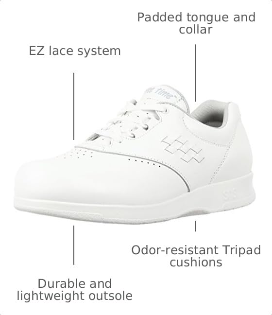 SAS Free Time Comfort Walking Shoe White 4.5 M (M) (B)