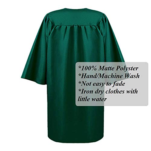 2025 Matte Graduation Cap and Gown Tassel Set - Forest Green Size 48 - Junior/Senior High School/College Graduates