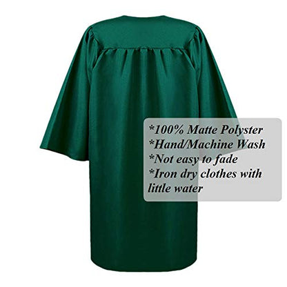 2025 Matte Graduation Cap and Gown Tassel Set - Forest Green Size 48 - Junior/Senior High School/College Graduates