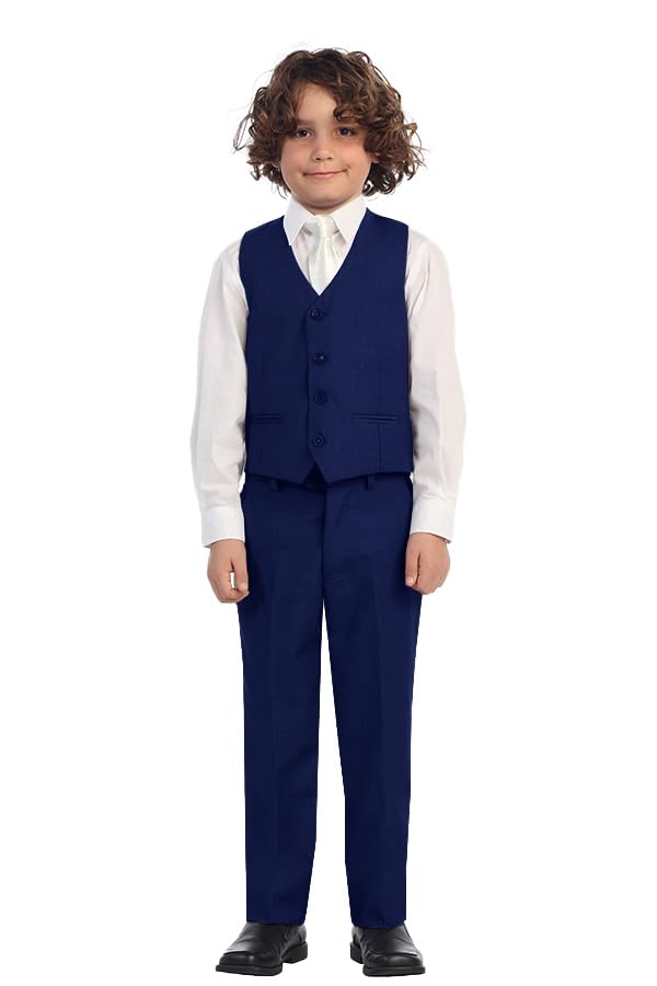 2 Piece Kids Boys Dark Royal Blue Vest and Pants Formal Set, 6