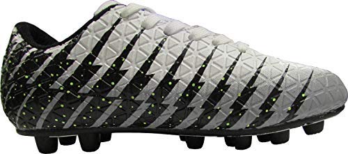 Vizari Bolt Firm Ground Youth Soccer Cleats for Boys and Girls - Black/Sky/Silver, Size 10 | Textured Synthetic Leather Upper Kids Football Cleats with Polyurethane Sole for Comfort and Traction