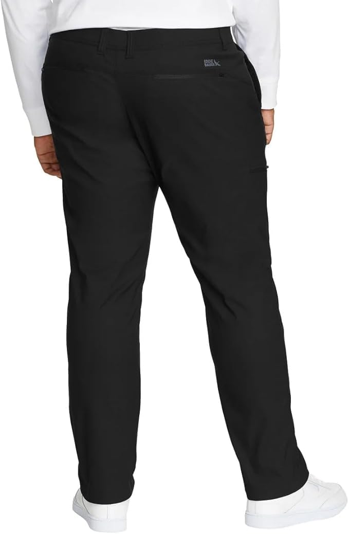 Eddie Bauer Men’s Fleece Lined Pants – Water Resistant, Lightweight Stretch Fabric, Zipper Pockets (Black, 36Wx32L)