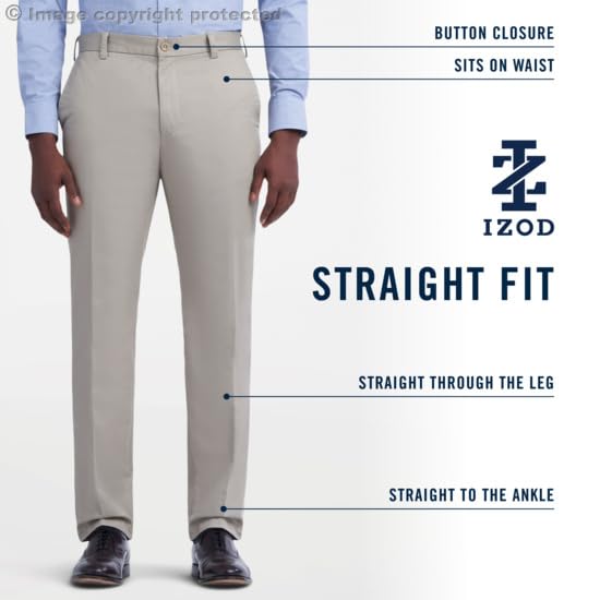 IZOD Men's American Chino Flat-Front Straight-Fit Pants, Black, 38W x 32L