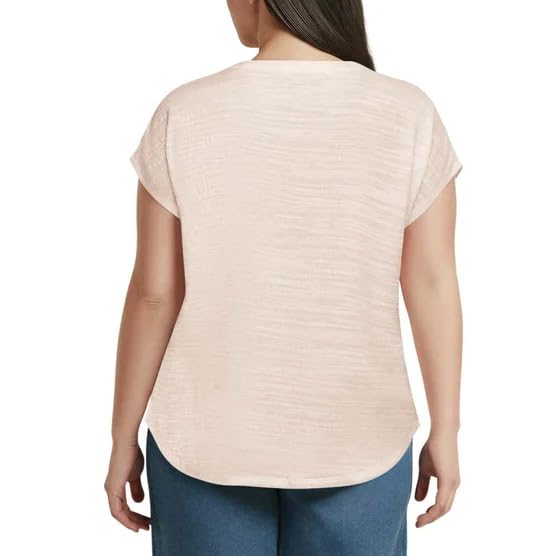 Orvis Women's Textured Top, Split V-Neck, Relaxed Fit (Cream, XX-Large)