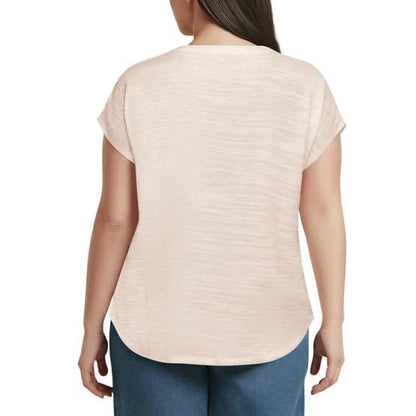 Orvis Women's Textured Top, Split V-Neck, Relaxed Fit (Cream, XX-Large)