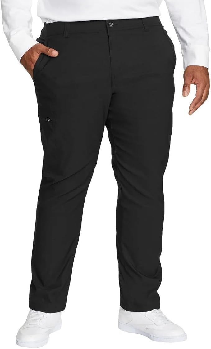 Eddie Bauer Men’s Fleece Lined Pants – Water Resistant, Lightweight Stretch Fabric, Zipper Pockets (Black, 36Wx30L)