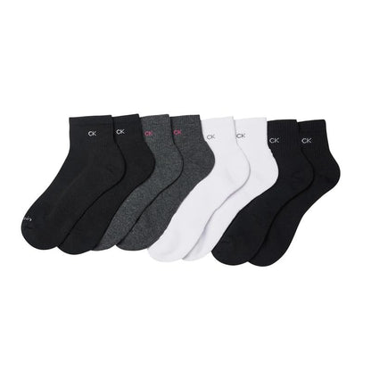 Calvin Klein High Quarter Socks for Women – 8 Pair Cushioned Ankle Socks – High Quarter Cut, Comfort Design (Black,4-10)