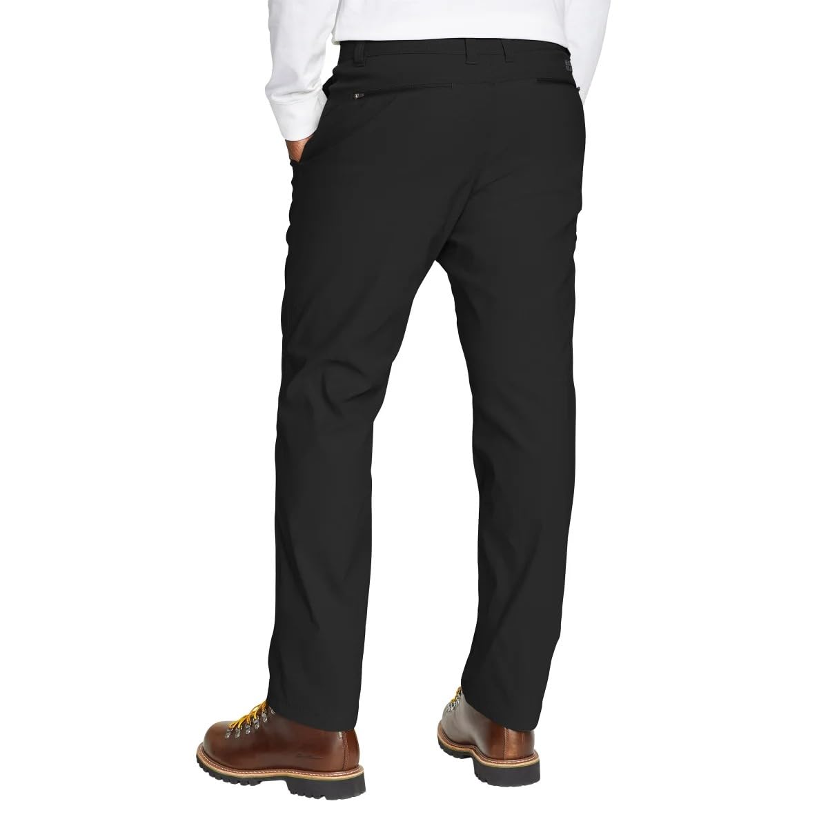 Eddie Bauer Menâ€™s Fleece Lined Pants â€“ Water Resistant, Lightweight Stretch Fabric, Zipper Pockets (Black, 38Wx32L)