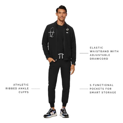 FIGS Tansen Jogger Scrub Pants for Men - Black, Short M
