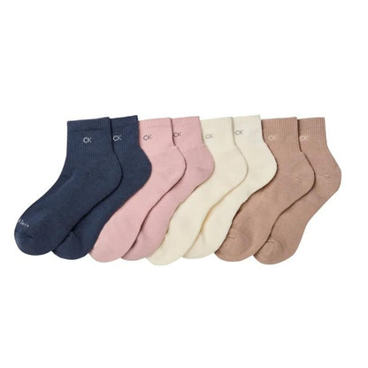Calvin Klein High Quarter Socks for Women – 8 Pair Cushioned Ankle Socks – High Quarter Cut, Comfort Design (Pink,4-10)