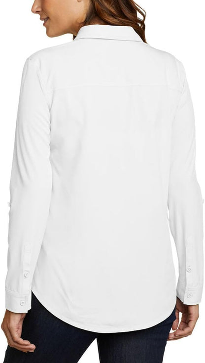 Eddie Bauer Women's Departure Stretch Long Sleeve Shirt with UPF 50  XL White