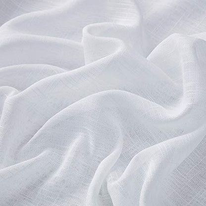 HLC.ME Abbey Faux Linen Textured Semi Sheer Privacy Sun Light Filtering Transparent Window Grommet Long Thick Curtains Drapery Panels for Bedroom & Living Room, 2 Panels (54 W x 108 L, White)