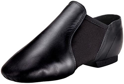 Linodes Leather Jazz Shoe Slip-on for Women Men Dance Shoes Black 8.5M
