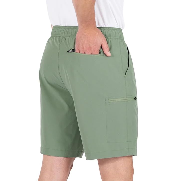 Gerry Men's Lightweight 4-Way Stretch Trail Hiking Shorts (Green, Small)