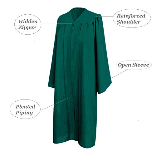 2025 Matte Graduation Cap and Gown Tassel Set - Forest Green Size 48 - Junior/Senior High School/College Graduates