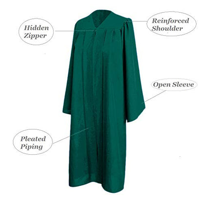 2025 Matte Graduation Cap and Gown Tassel Set - Forest Green Size 48 - Junior/Senior High School/College Graduates