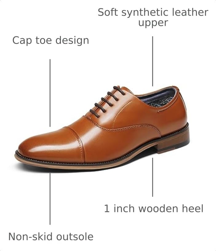 Bruno Marc Men's Soft Cap-Toe Formal Dress Shoes,Brown,14