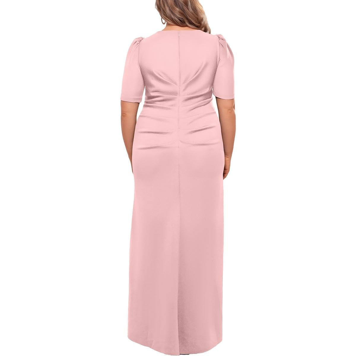 Xscape Womens Ruched Pleated Evening Dress Pink 6