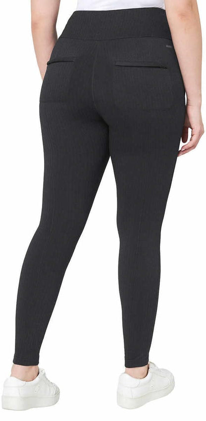 Mondetta Womens Midweight High Rise Jacquard Knit Legging (US, Alpha, XX-Large, Regular, Regular, Black/Gray)